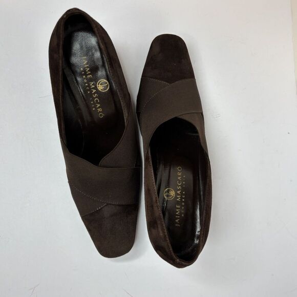 Jaime Mascaro Suede Brown Wedge Pump Slip On Shoes Comfort Stylish Spanish Made - Picture 7 of 8